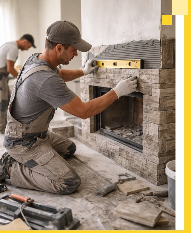 Облицовка каминов в Томске, монтаж и отделка натуральным камнем