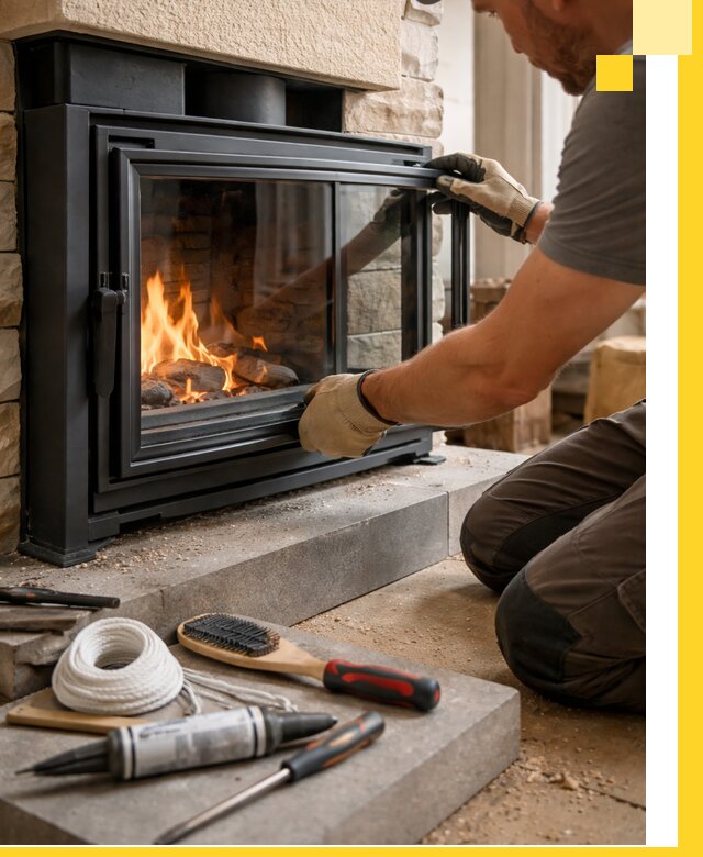 Производство, монтаж и доставка каминов со стеклом в Томске