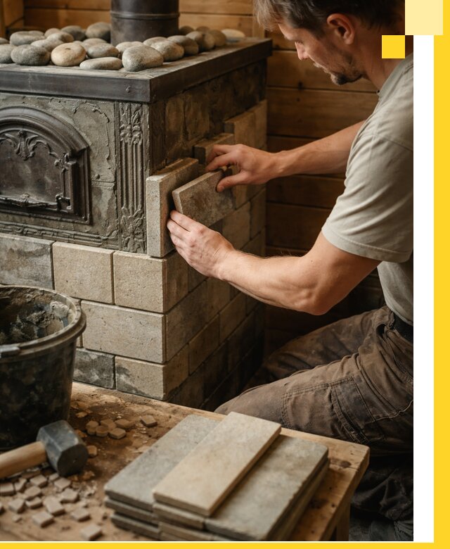 Облицовка банных печей в Томске профессиональная отделка