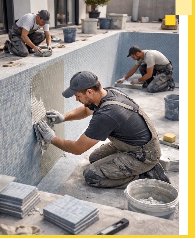 Облицовка бассейнов в Томске плитка мозаика гидроизоляция