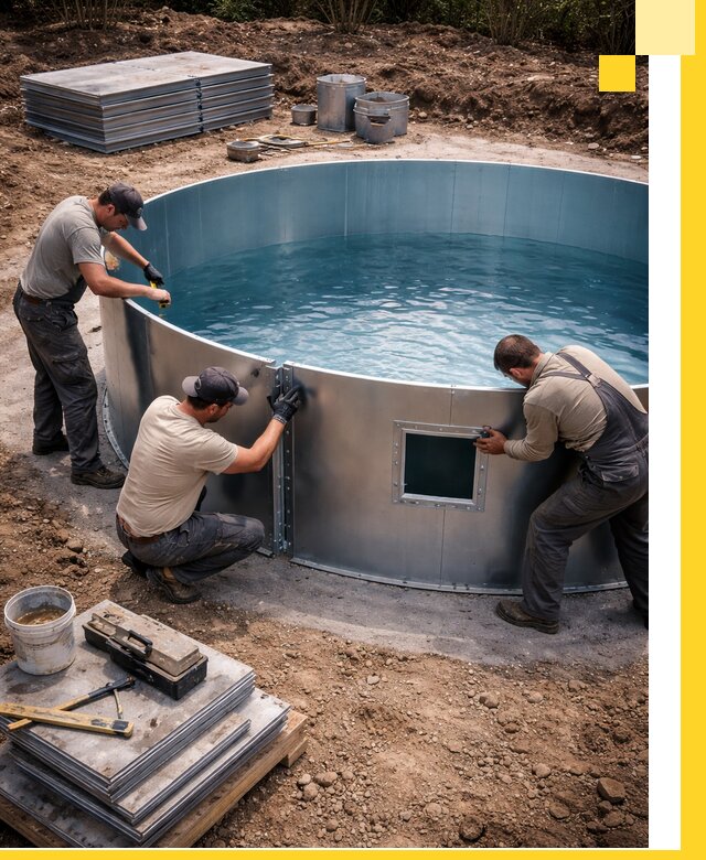 Круглые бассейны под ключ в Томске проектирование и монтаж