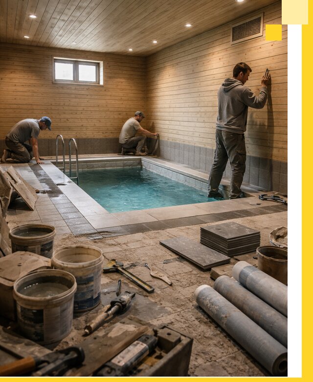 Строительство бани с бассейном и сауной под ключ в Томске