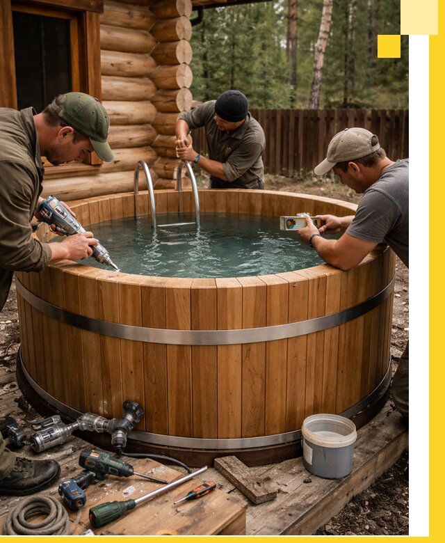 Строительство бань с купелью под ключ и отделкой в Томске