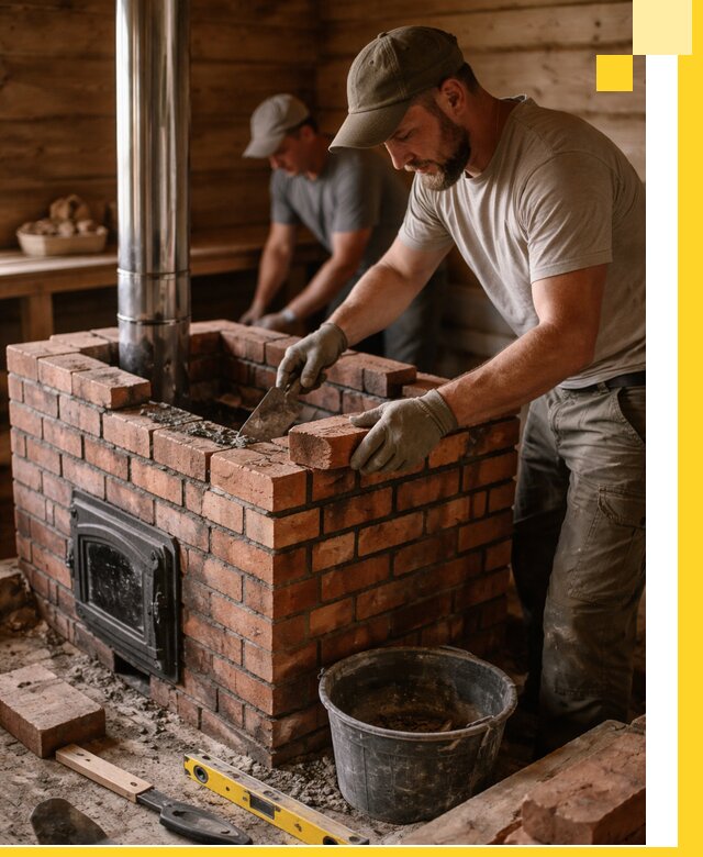 Кирпичные печи для бани под ключ в Томске, проект и монтаж