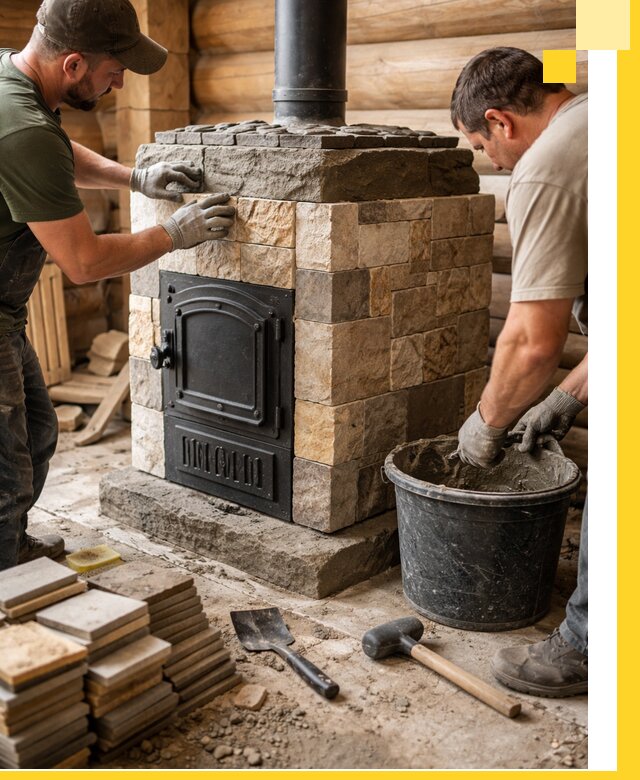 Облицовка банной печи под ключ в Томске: камень и плитка