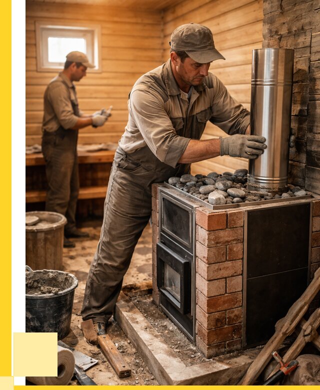 Монтаж печи в бане под ключ в Томске от 21854 р. | ЭриданТмс