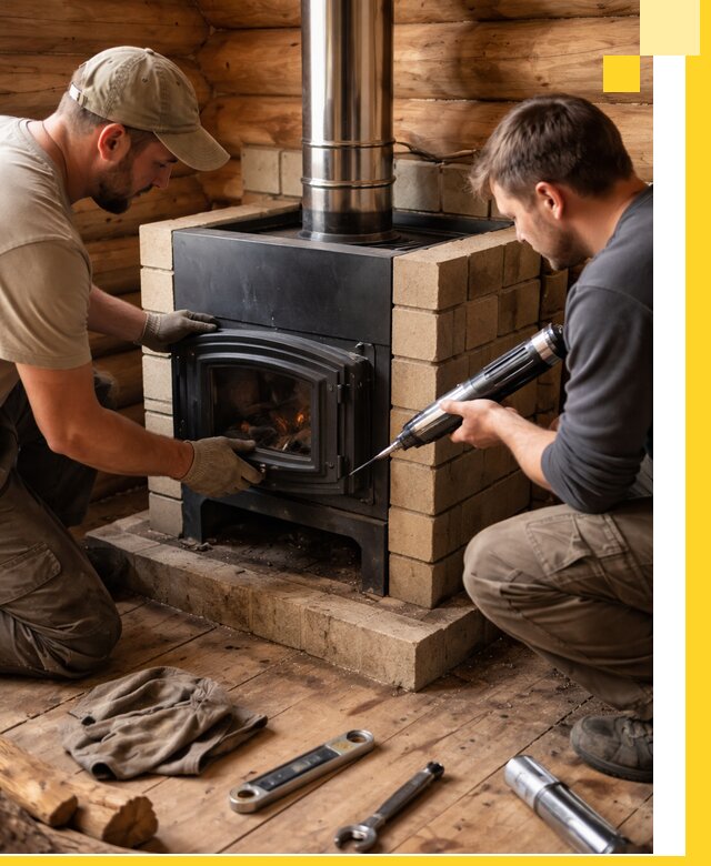 Монтаж и установка печи в бане под ключ с гарантией в Томске