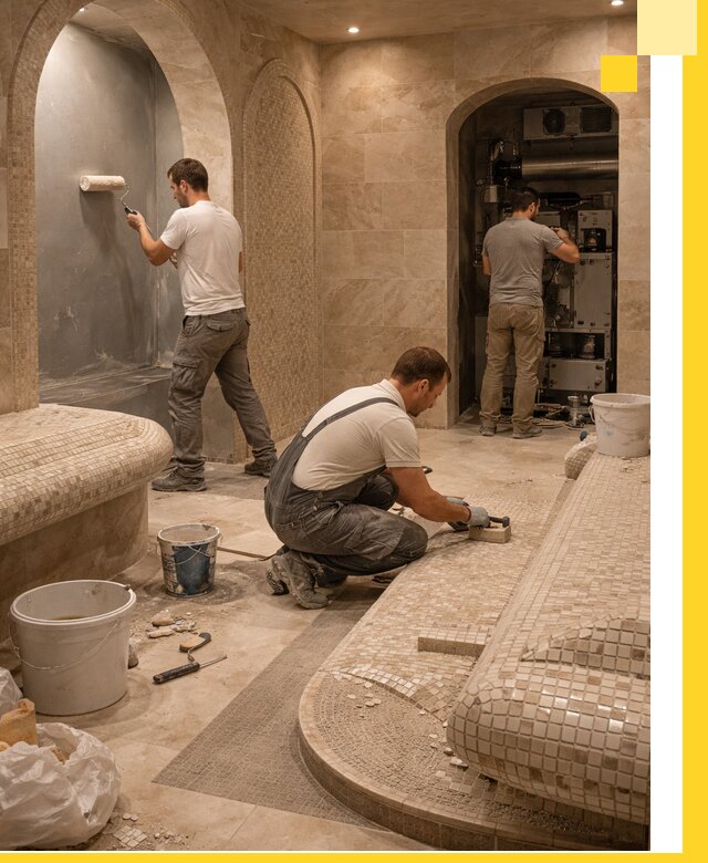 Строительство бани с хамамом и бассейном под ключ в Томске