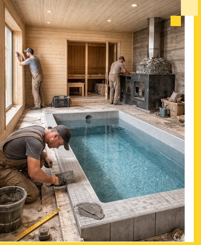 Проект бани с бассейном и сауной в Томске под ключ