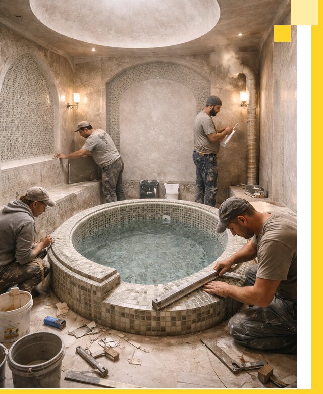 Профессиональное строительство хамама с бассейном в Томске под ключ