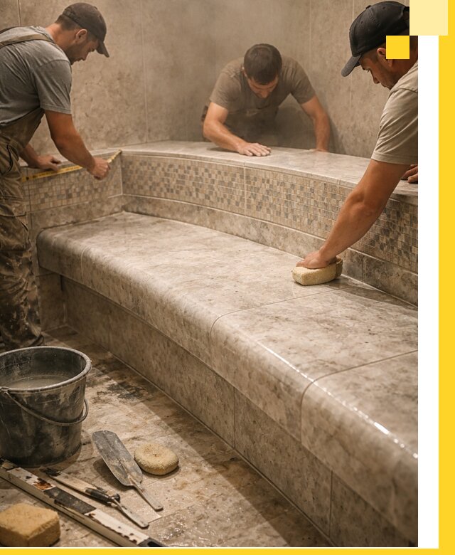 Изготовление и установка сидений для хамама в Томске