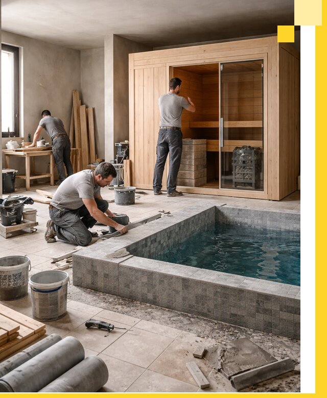 SPA зоны под ключ с бассейном сауной и печью в Томске